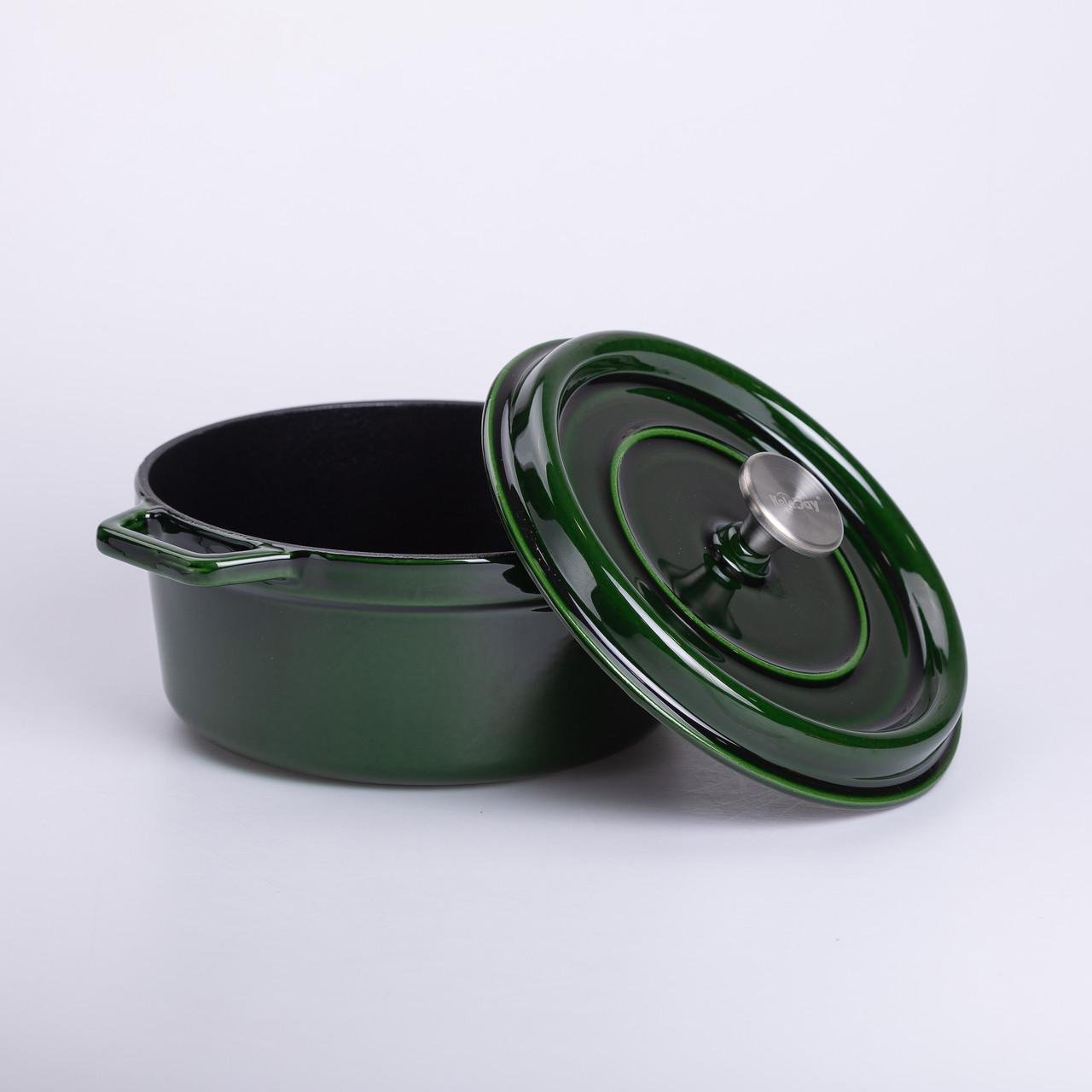 Кастрюля чугунная эмалированная с крышкой 24 см 3,5 л Зеленый (6807) Кастрюля чугунная эмалированная с крышкой 24 см 3,5 л Зеленый (6807)