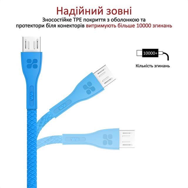 Кабель Promate PowerBeam-M USB/microUSB 1,2 м Blue - фото 4