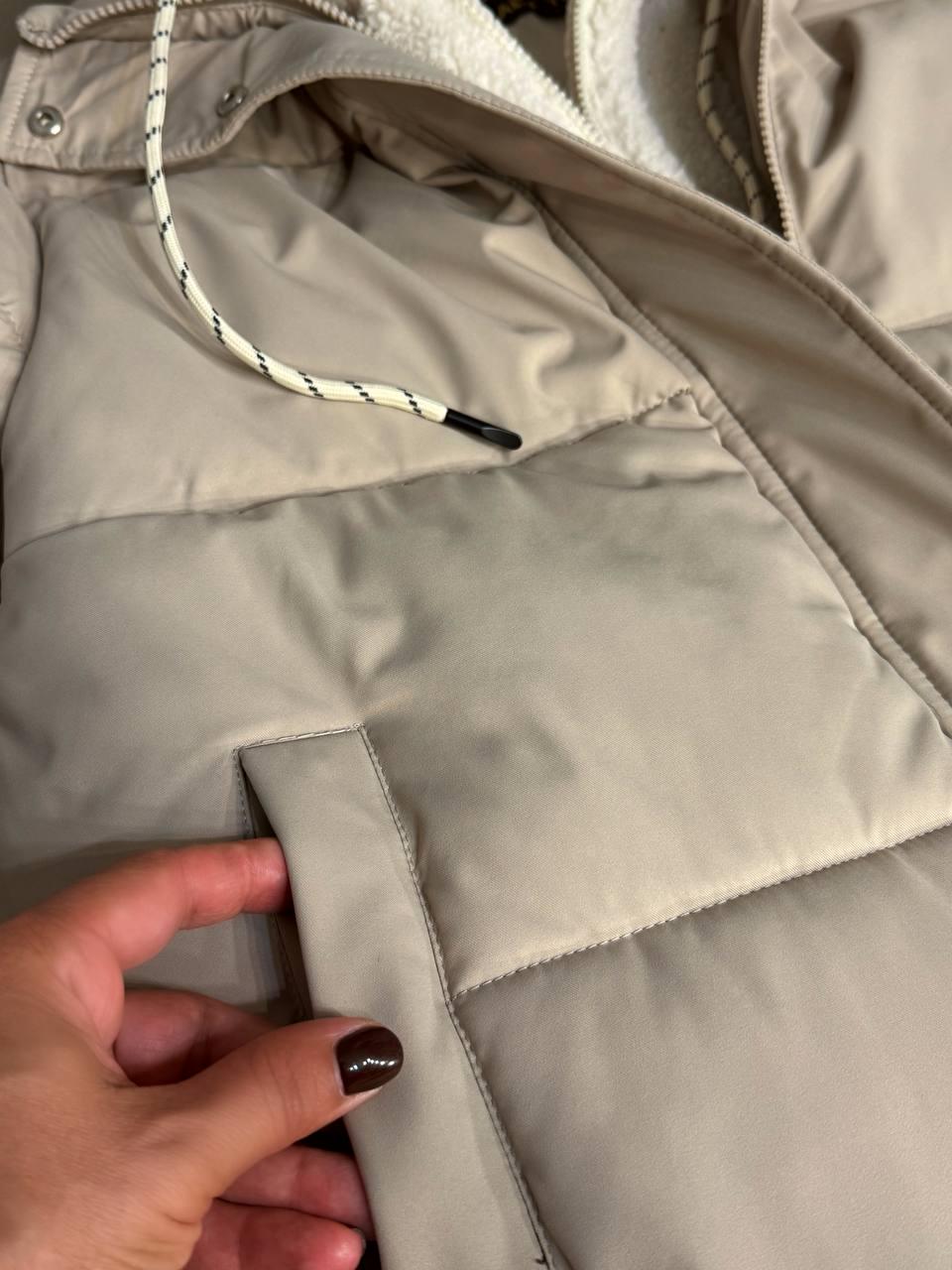 Куртка женская LADY YEP 8096 оверсайз с капюшоном и мехом тедди р. 44 Капучино (4799) - фото 6