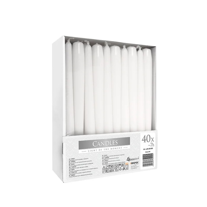 Свеча Bispol конус 24 см 40 шт. Белый (6267) Свеча Bispol конус 24 см 40 шт. Белый (6267)