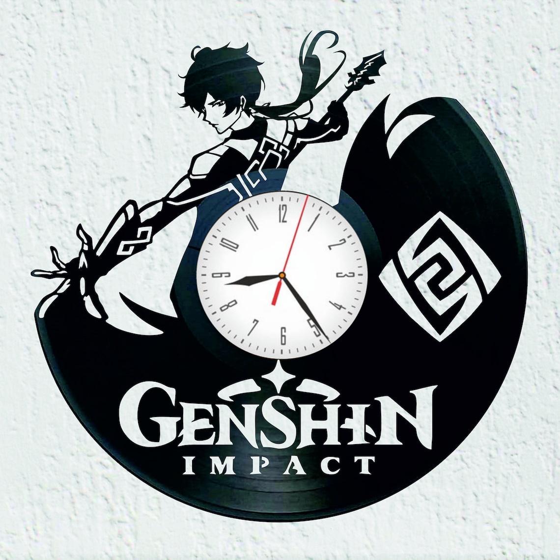 Часы настенные Genshin Impact 2256 из виниловой пластинки