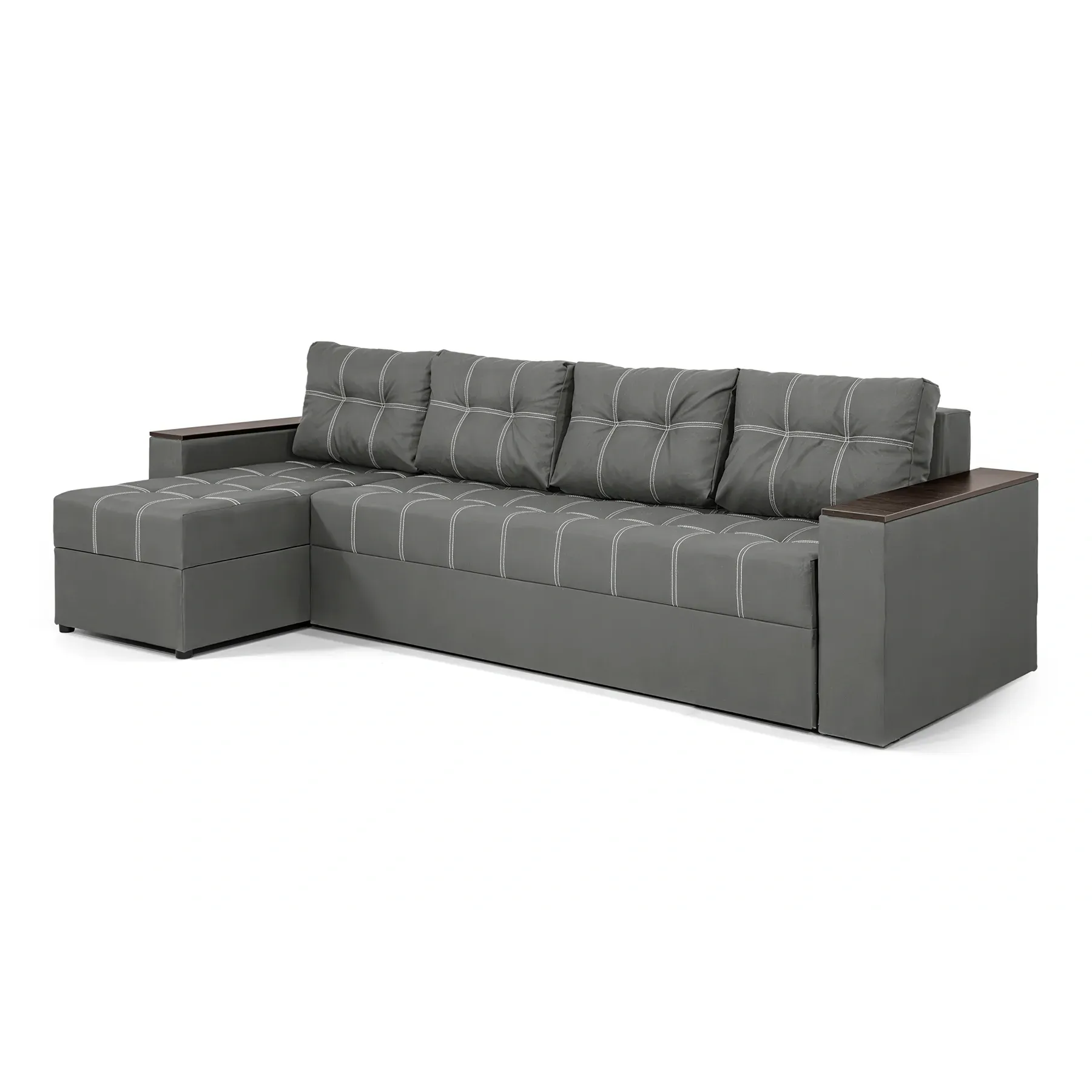 Диван угловой Комфорт Плюс велюр 300х150 см Серый (25484828)