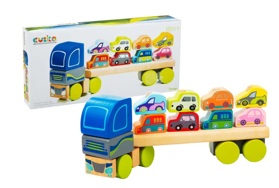 Игрушка деревянная Cubika Тягач с машинками LM-12 (13418)