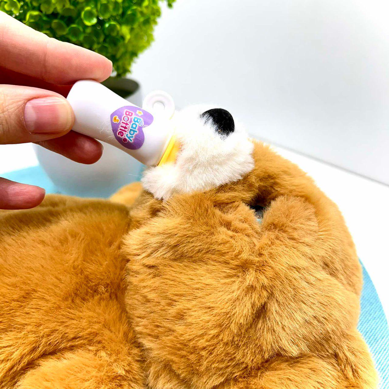 М'яка іграшка інтерактивна Ведмедик пляшечка/моргає/сенсорний та магнітний датчик/звук 24 см Коричневий (933-216 E) - фото 7