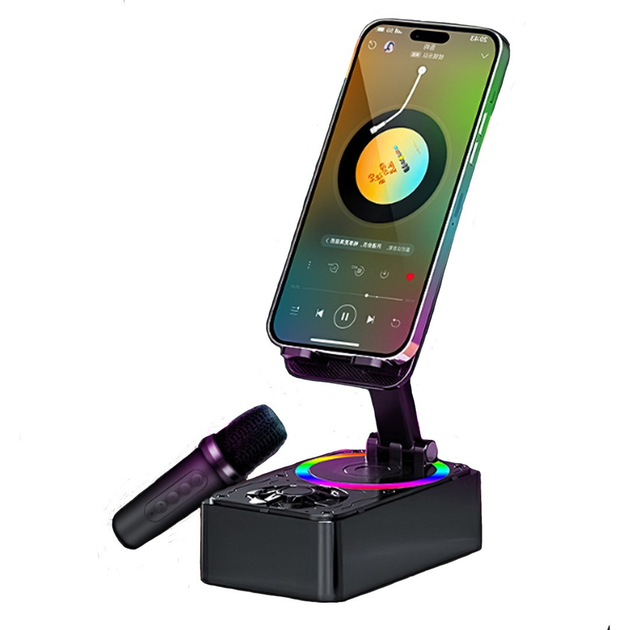 Подставка на телефон с беспроводной зарядкой и колонкой с микрофоном
