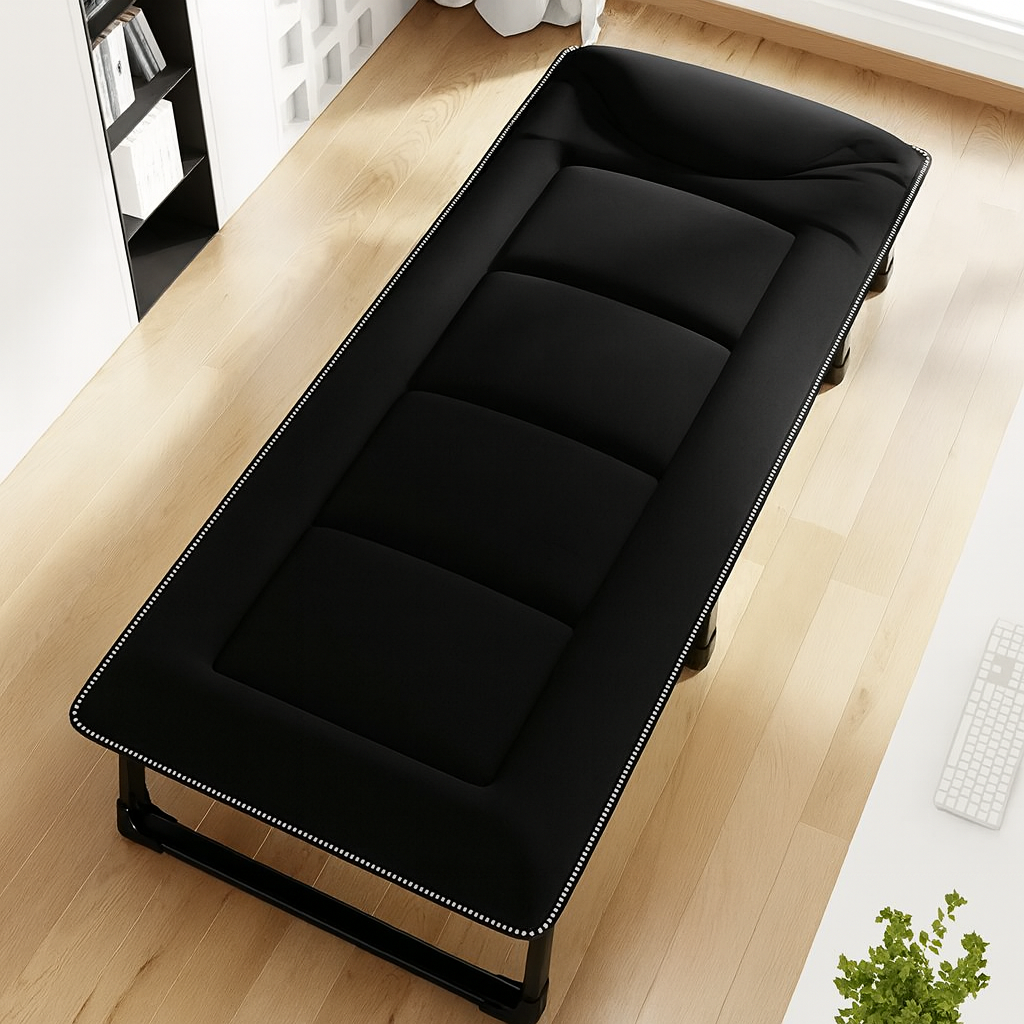 Кровать раскладная со встроенным матрасом LEOBRO 193х68х30 см с регулируемой спинкой полиэстер Black (leo-140704)