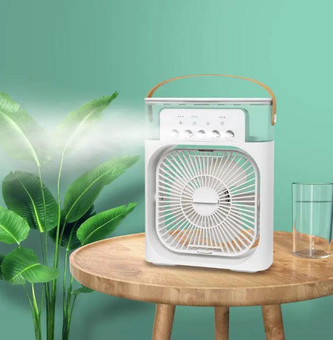 Портативный вентилятор, мини-кондиционер на 600 мл с подсветкой 7 цветов и таймером White - фото 6