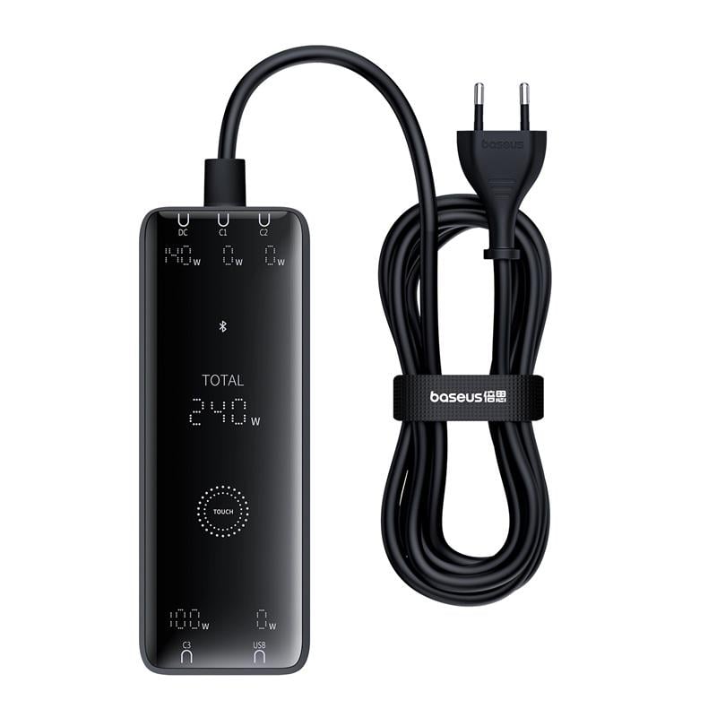 Зарядний пристрій для кабелю BASEUS Baseus Digital GaN Intelligent Desktop Fast Charger 3C+U+DC 240W EU Cluster Black (P10163901113-00) - фото 6 Зарядний пристрій для кабелю BASEUS Baseus Digital GaN Intelligent Desktop Fast Charger 3C+U+DC 240W EU Cluster Black (P10163901113-00) - фото 6