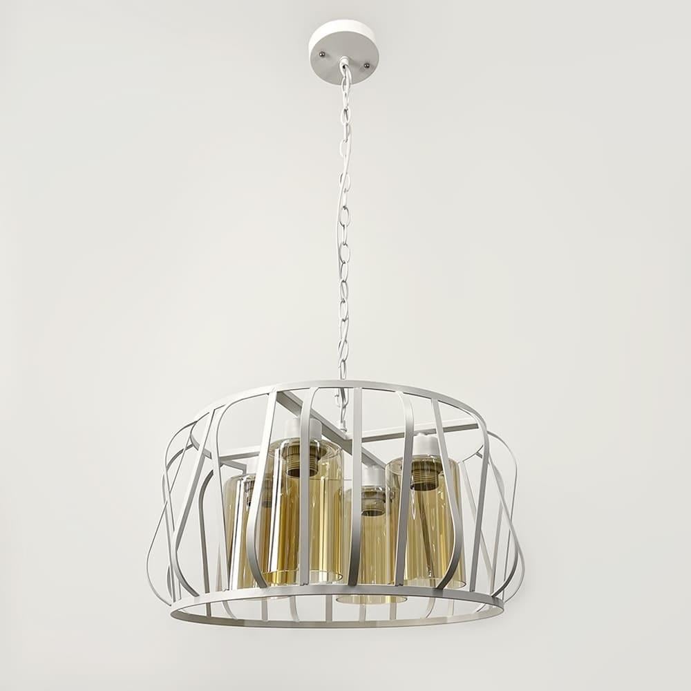 Светильник современный в корпусе на 4 янтарных плафона Белый (12682/4 WT+AM)