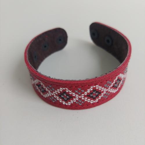 Браслет Вышивка узкая Красный (25278)