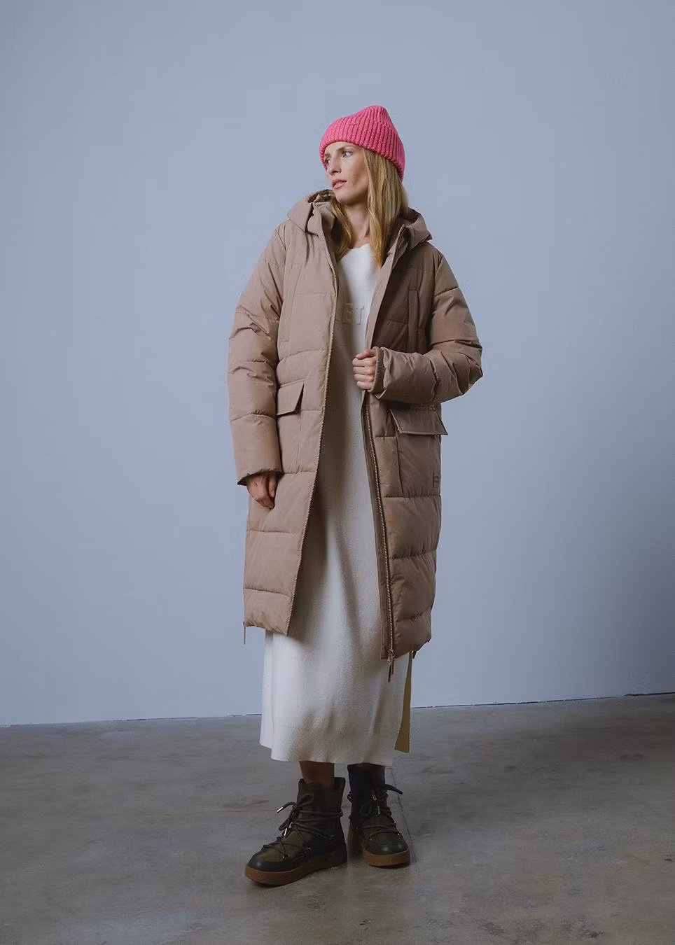 Куртка стеганая женская удлиненная Diverse MORLENI M Бежевый (5905384055491)