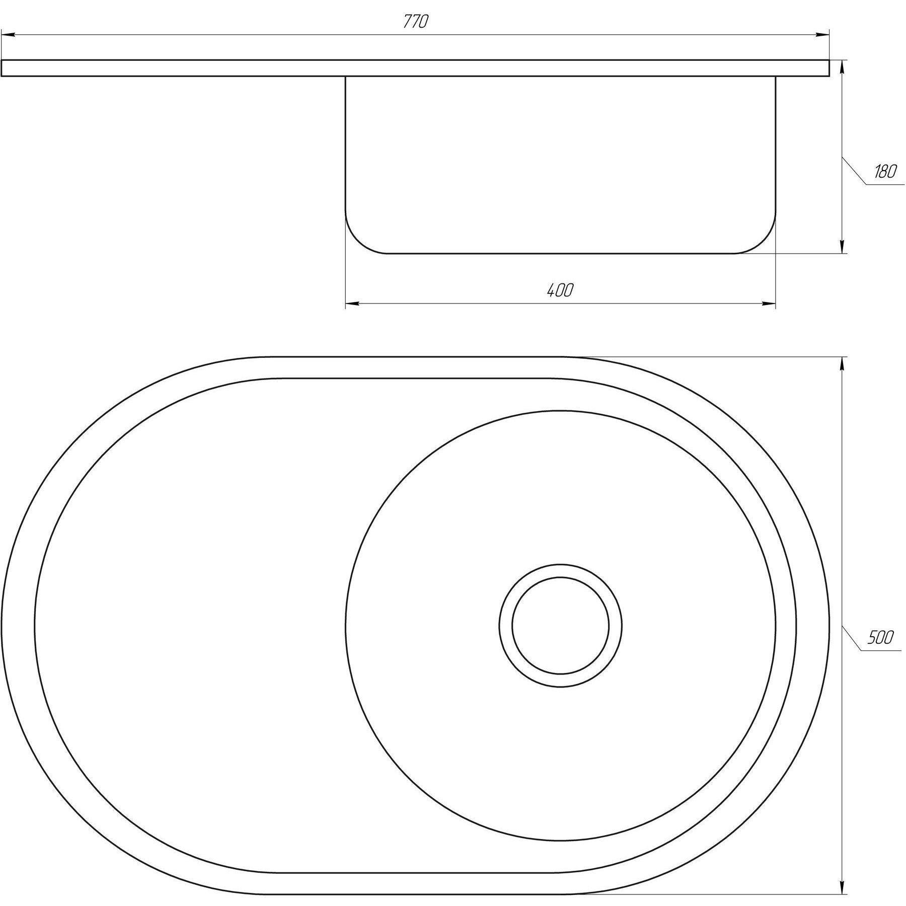 Мийка кухонна Mira MR 7750 D Decor 770х500х180 мм (GSR-000014454) - фото 2