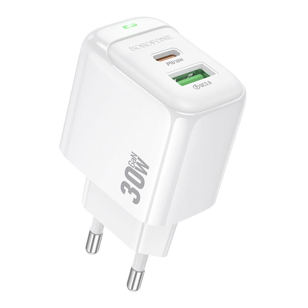 Зарядний пристрій Borofone BAS45A 1USB-C/1USB PD/QC 30W Бiлий