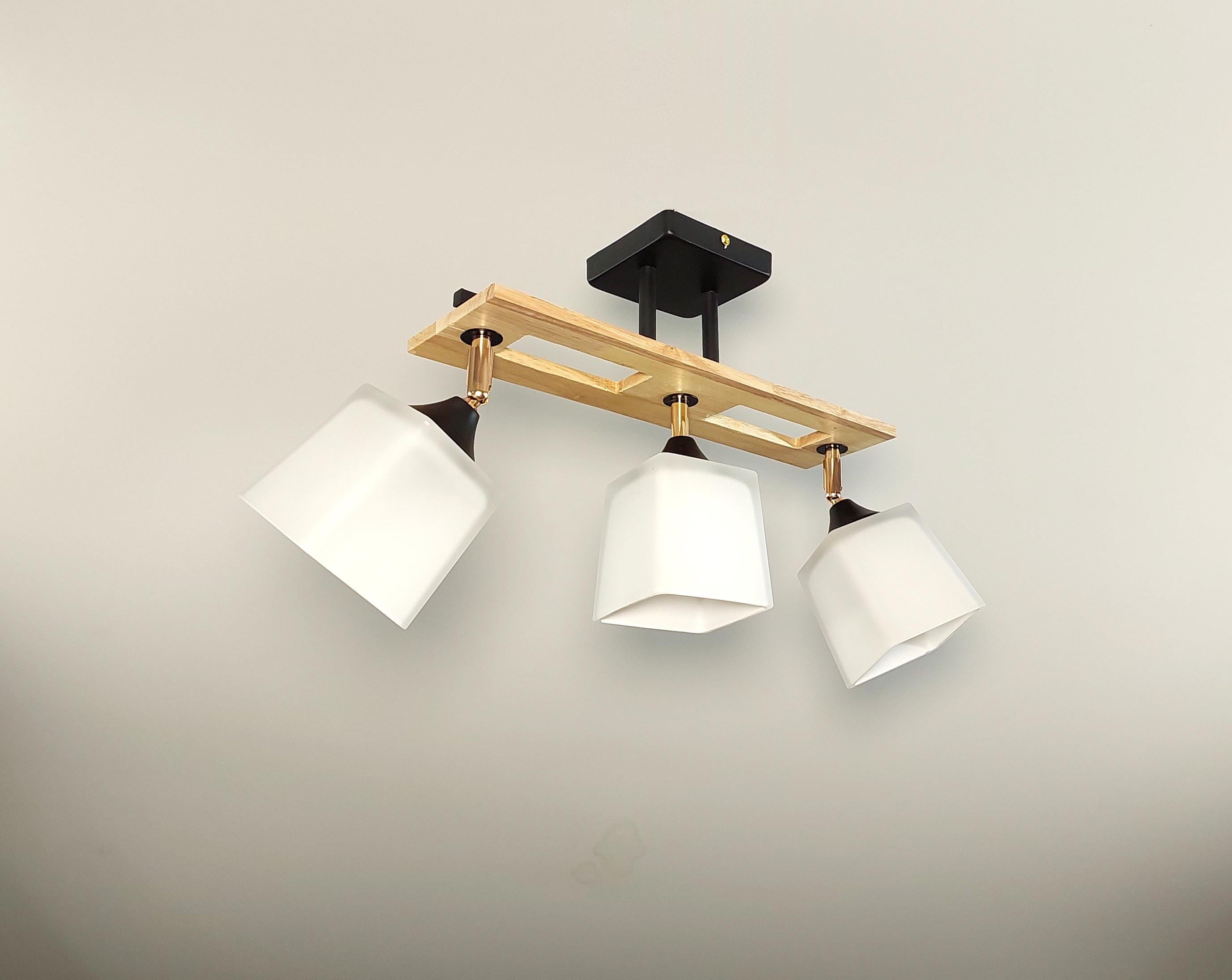 Люстра потолочная деревянная 4719/3 на 3 поворотных плафона Черный (23181952)