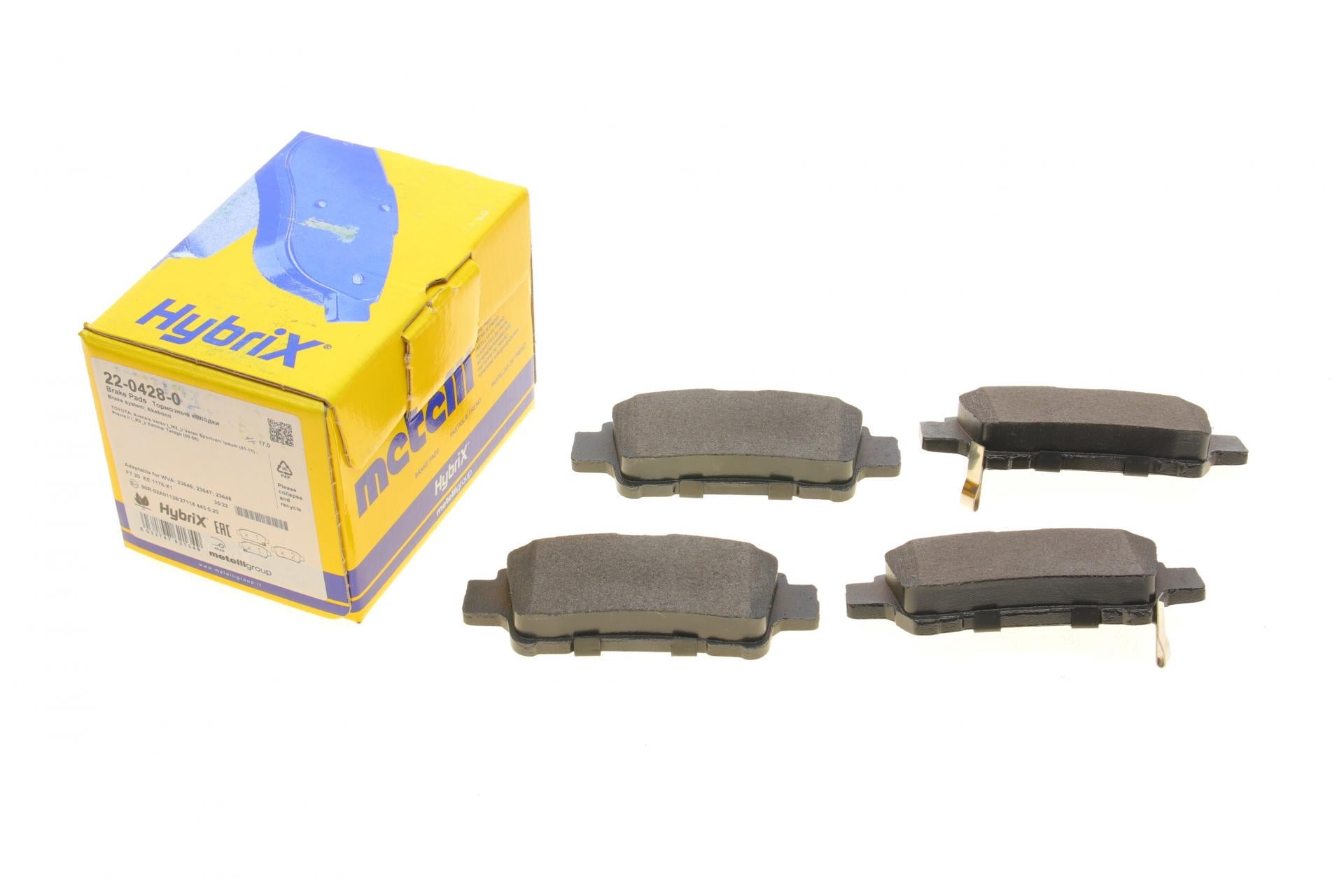 Колодки гальмівні задні METELLI для Toyota Avensis/Previa 2.0/2.0D 01-09 (22-0428-0)