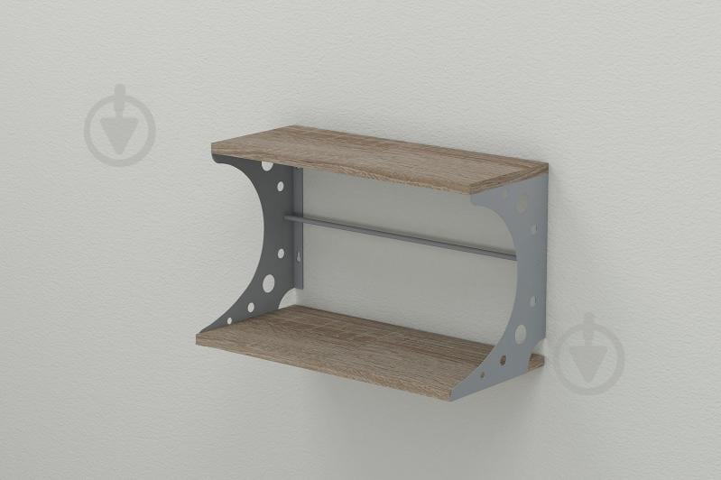 Полиця настінна Ferrum-decor Букін 330x600x240 метал Сірий ДСП Сонома Трюфель 16 мм (BUK0040)