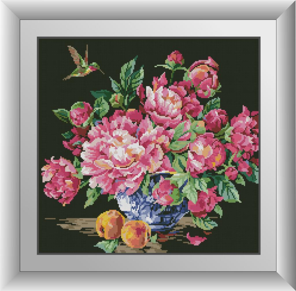 Алмазная мозаика Dream Art Колибри и пионы 45x46 см (DA.30509)