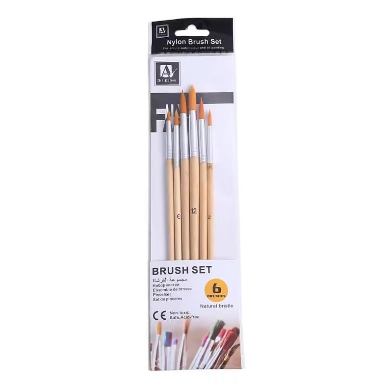 Набор кисточек Brush Set Nylon BR5806 75610 круглая щетина 6 шт. (13092)