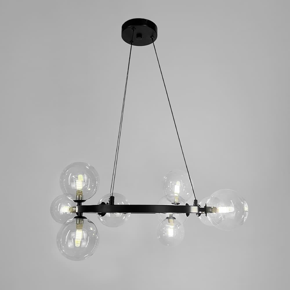 Люстра подвесная кольцо LNF-17550/9 BK/CL с 9 прозрачными плафонами цоколь G9 Ø 60 см Черный