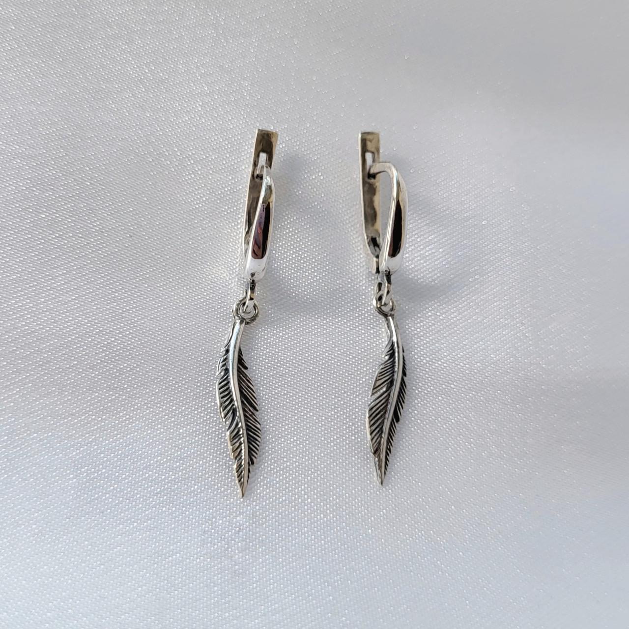 Серьги с подвеской без камней серебро 925 пробы 3 г (23034)