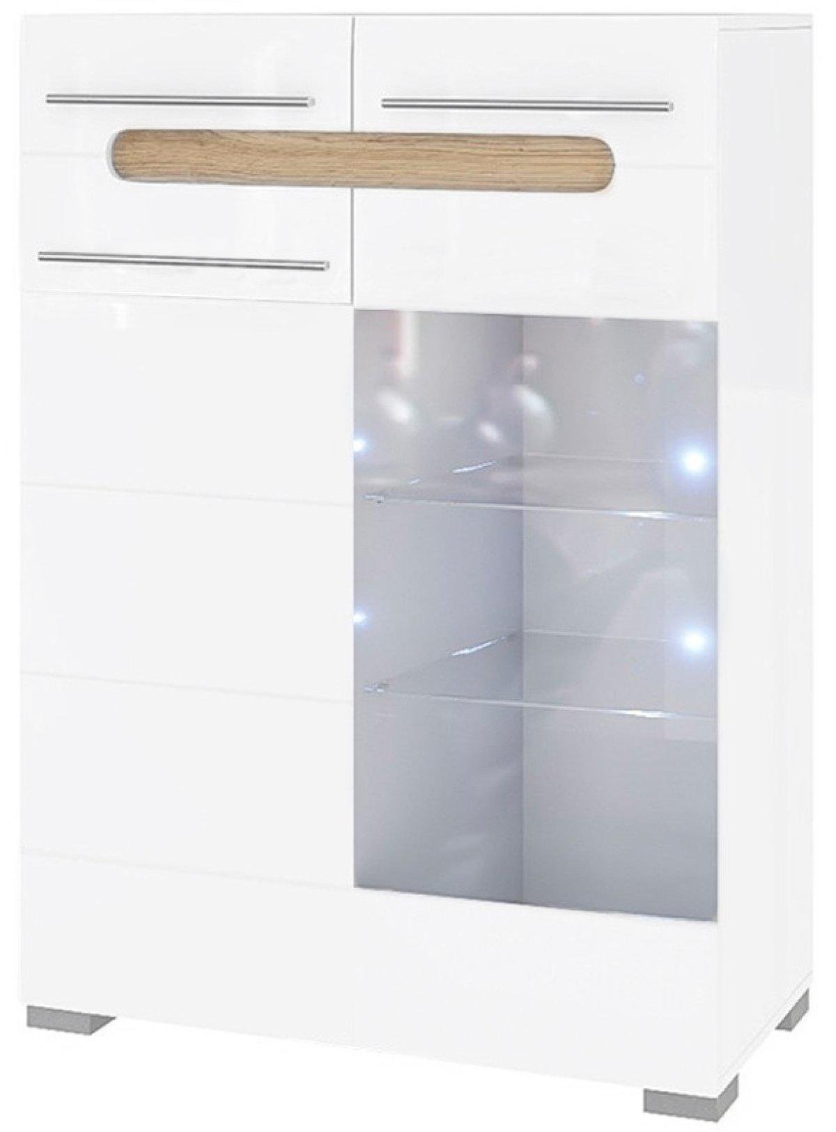 Тумба Бьянко 2-дверная со стеклом Белый глянец (000-000-278)