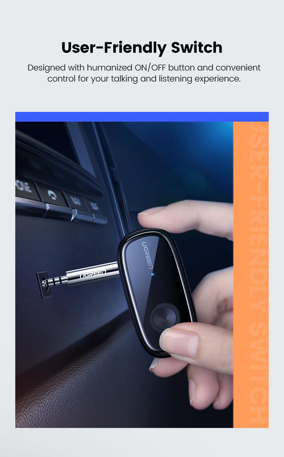 Адаптер UGREEN Bluetooth 5.1 приемник aptX HD Hi-Res 3,5 мм minijack AUX-micro USB Аудио AAC/SBC/aptX LL стерео Черный (70304) - фото 21