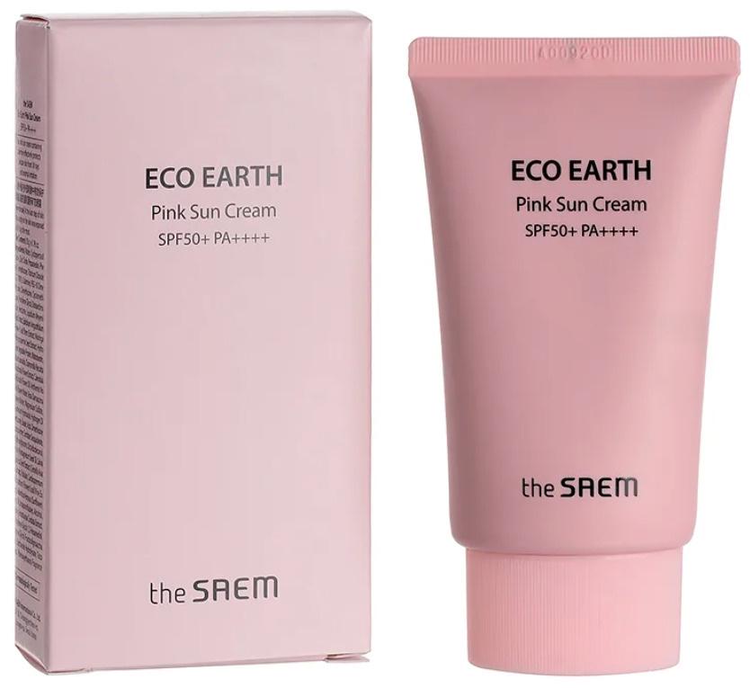 Крем The Saem Eco Earth Power Pink Sun Cream SPF50+ PA++++ легкий сонцезахисний тонуючий 50 мл