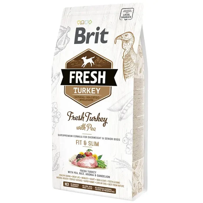 Сухой корм Brit Fresh для взрослых собак с лишним весом пожилого возраста 2,5 кг