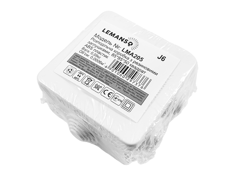 Распределительная коробка Lemanso LMA205 с резиновыми заглушками квадрат 85х85х50 мм (8691) Распределительная коробка Lemanso LMA205 с резиновыми заглушками квадрат 85х85х50 мм (8691)