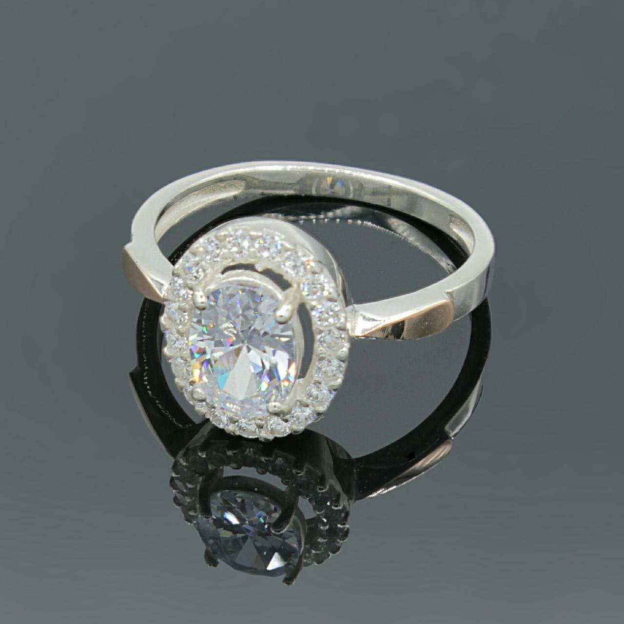 Серебряное кольцо Diva Безупречный с золотыми вставками овал размер 18 (008к180)