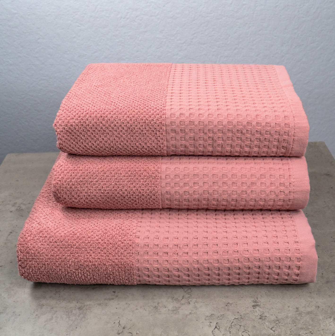 Комплект полотенец GM Textile Бордюр вафельный 3 шт. Пудровый (500-k-vb-pudra)