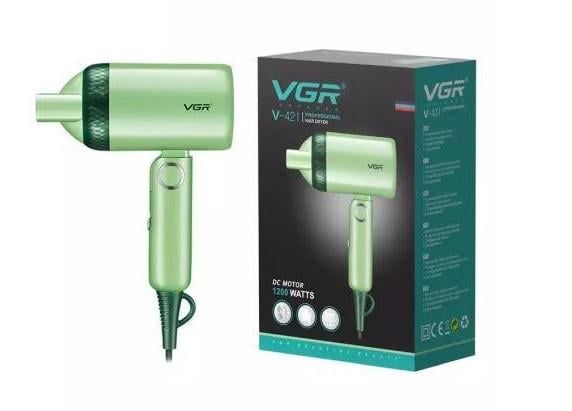 Фен для сушіння укладання волосся VGR V-421 дорожній зі складною ручкою 1200 Вт (2271720411)