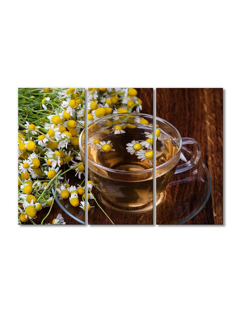 Картина модульная Ромашковый чай 3 модуля 50x75 см