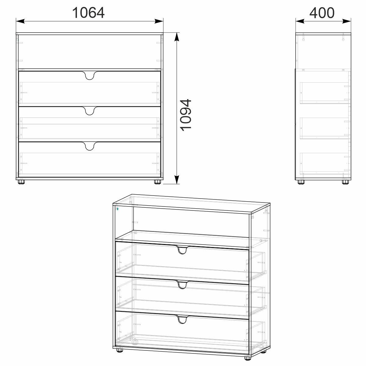 Комод Компанит МГ-7 Тумба-3 106,4х40х109,4 см Орех экко - фото 2