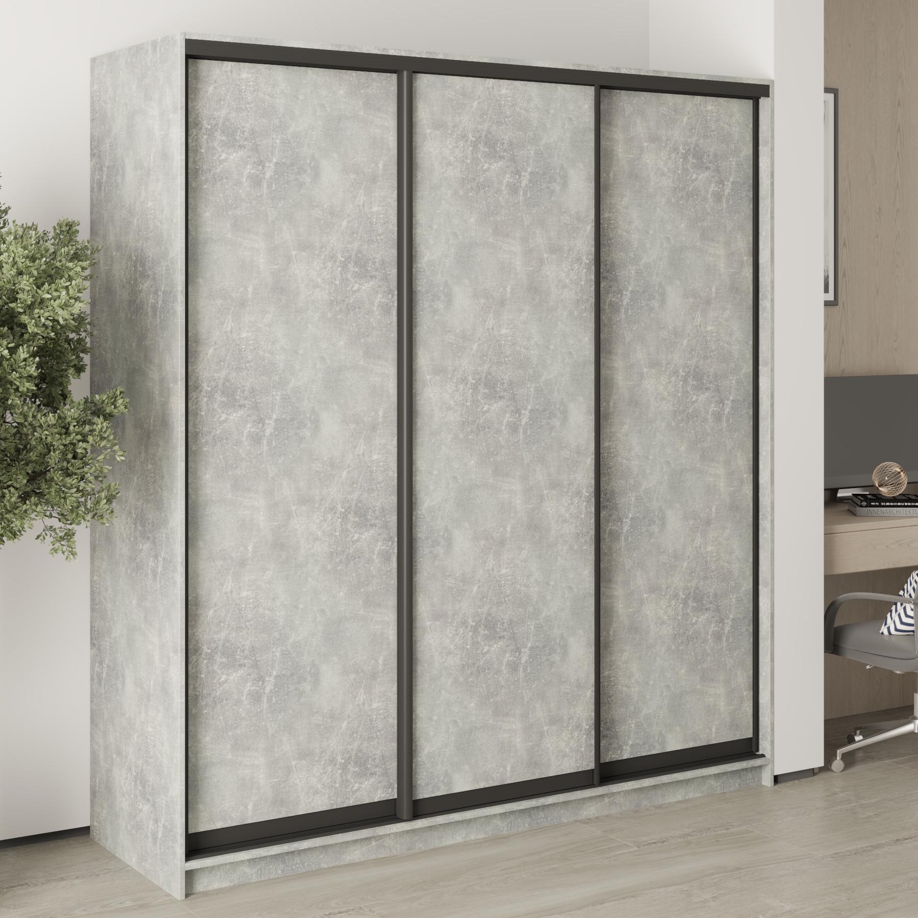 Шкаф-купе трехдверный MebelStar Стандарт BG 3ДСП 190x60x210 см Бетон (MBS-8275)