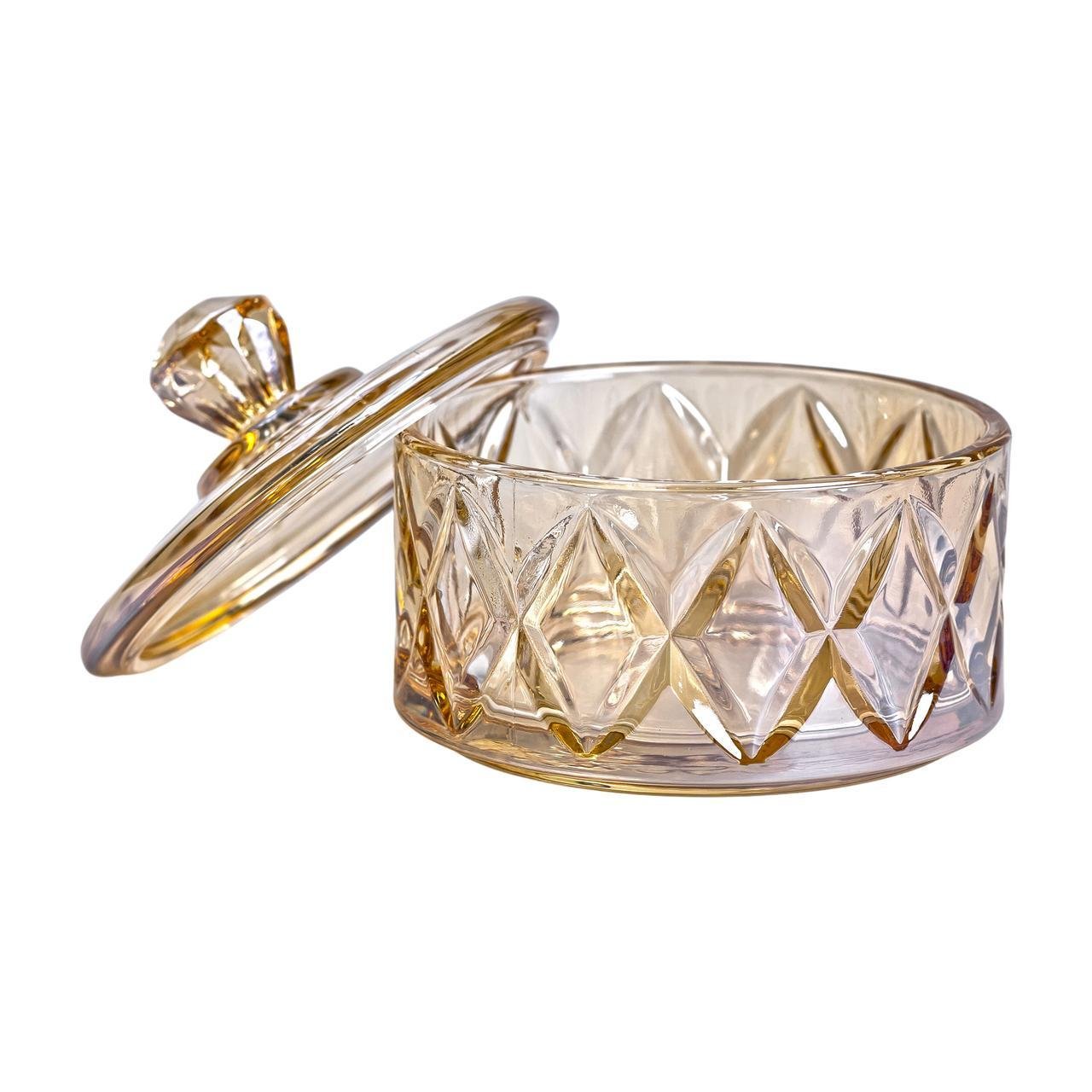 Цукерниця з кришкою скляна HP-YH-21 Ø 10 см Коричневий (A-033624) - фото 3 Цукерниця з кришкою скляна HP-YH-21 Ø 10 см Коричневий (A-033624) - фото 3