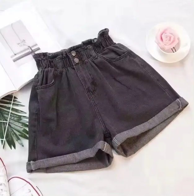 Шорты женские джинсовые высокая талия S Серый (ШС0А) - фото 1 Шорты женские джинсовые высокая талия S Серый (ШС0А) - фото 1