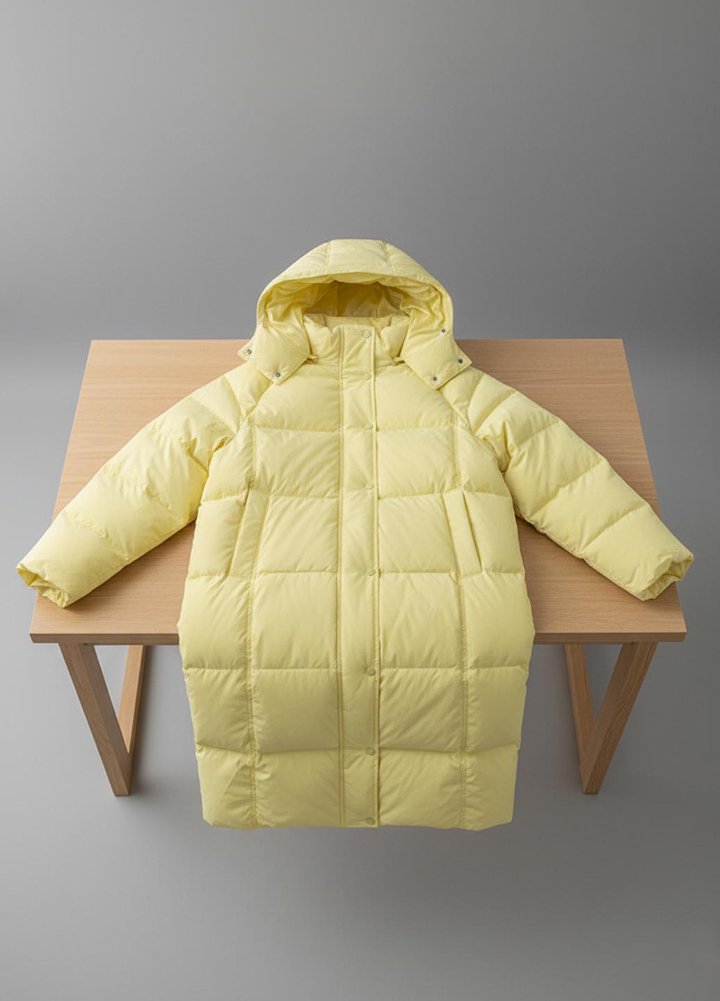 Пуховик женский Number Nine DW-202 с капюшоном р. 44 Желтый (DW-202-44) - фото 4