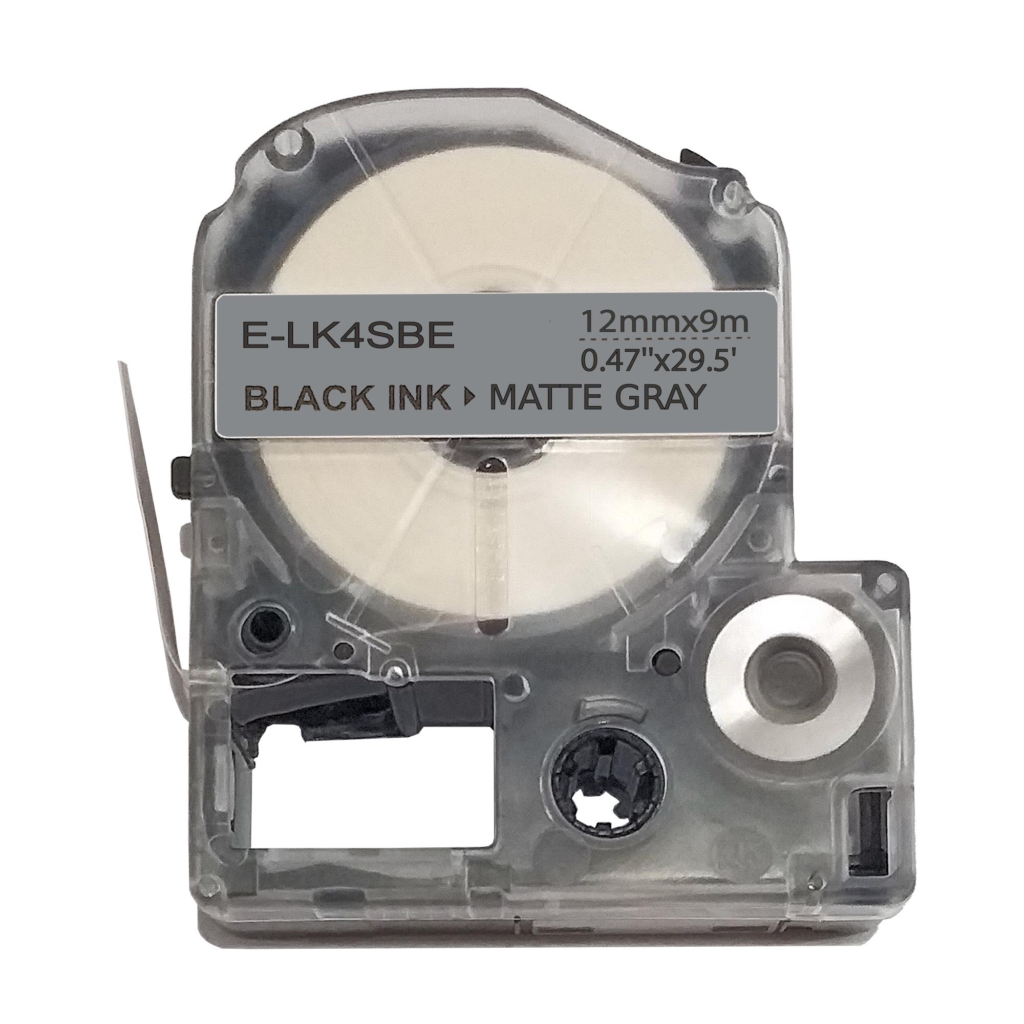 Стрічка для принтерів етикеток UKRMARK E-LK4SBE сумісна з Epson 12 мм х 9 м Чорний на матовому сріблястому (LK-4SBE)