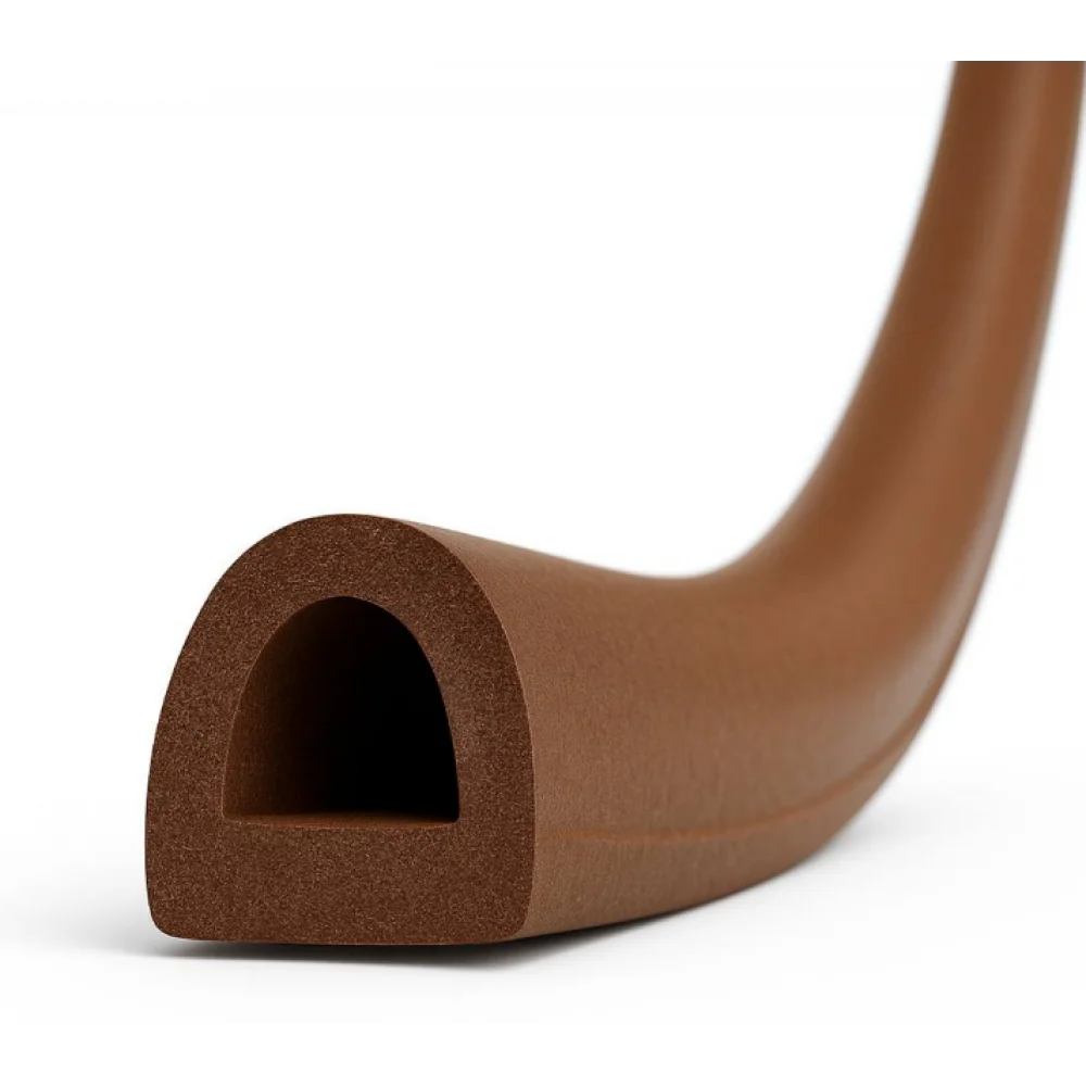 Ущільнювач самоклеючий D профіль 9x7,5 см каучуковий для вікон та дверей одинарний 1 м Коричневий (UD1107) - фото 2