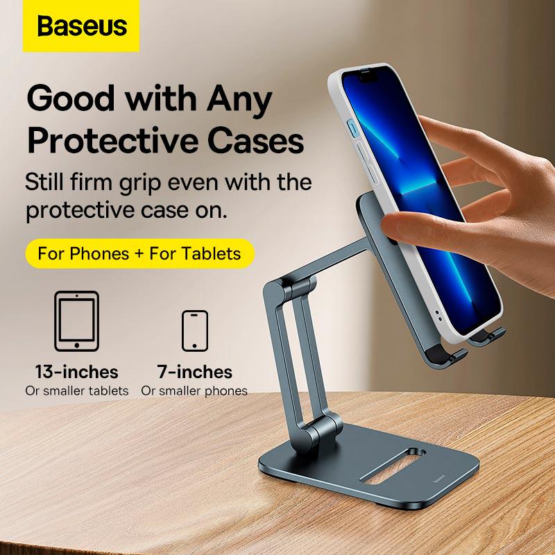 Держатель для телефона в авто BASEUS LUSZ000013 Desktop Biaxial Foldable Metal Stand (575675) - фото 9