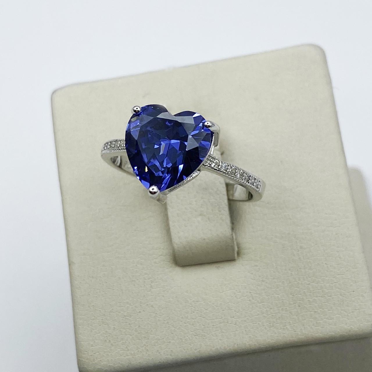 Кольцо серебряное Сердце с танзанитом р. 17,5 3,43 г (1938266645)