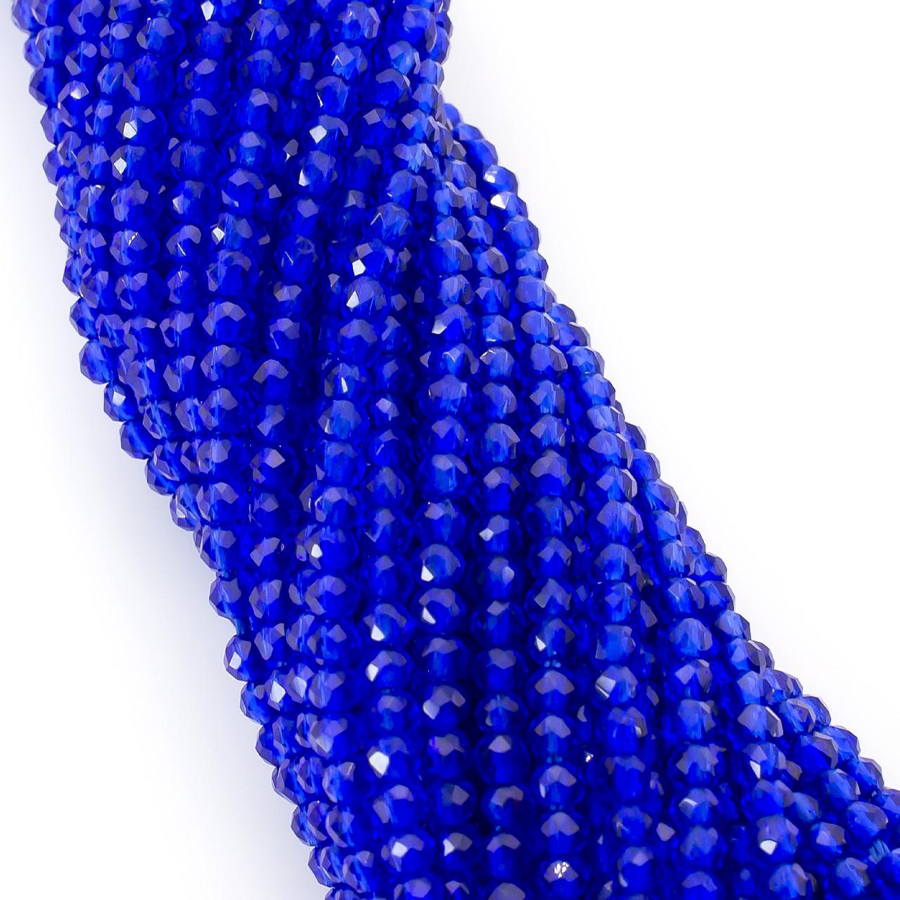 Бусины с круглой огранкой на нитке 37 см из шпинели 2 мм 200 шт. Синий (БШ0702к20)