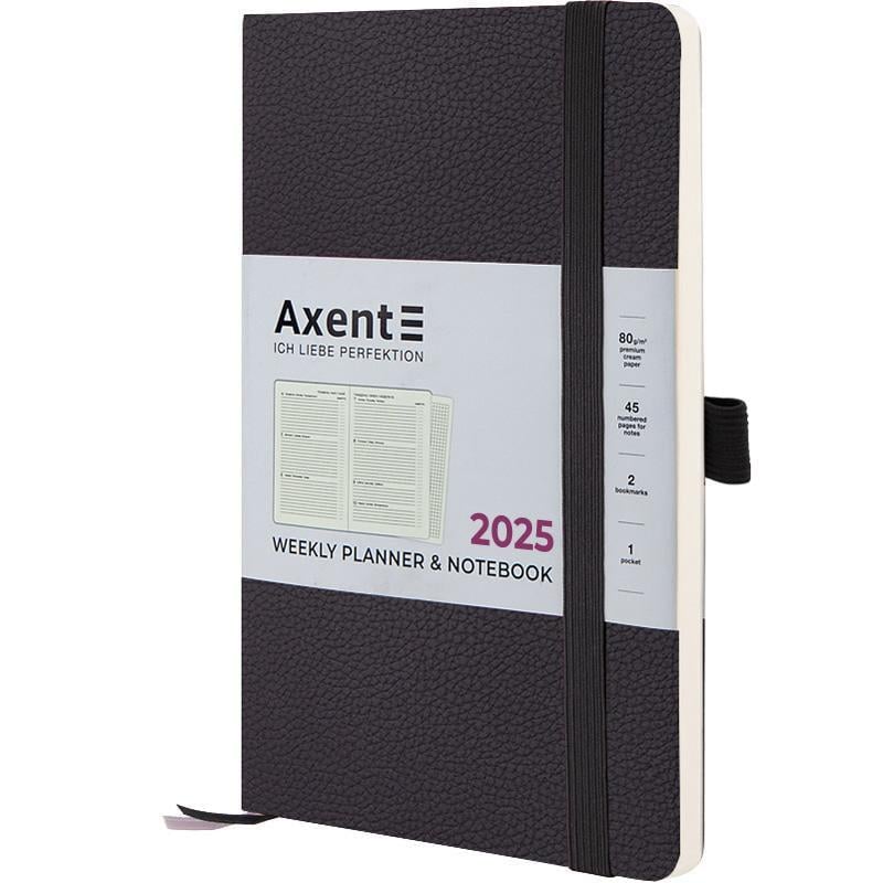 Еженедельник датированный 2025 Axent Partner Soft Skin 125x195 мм 192 стр. Черный (8509-25-01-A)