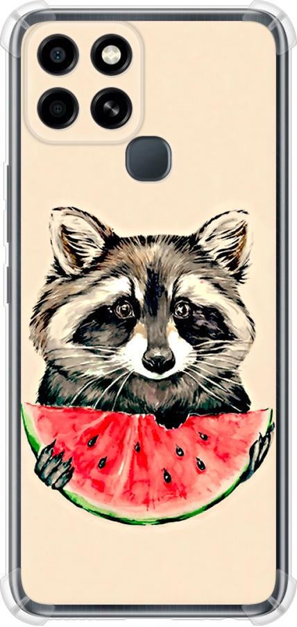 Чехол на Infinix Smart 6 Енотик с арбузом (4605sp-2758-42517)