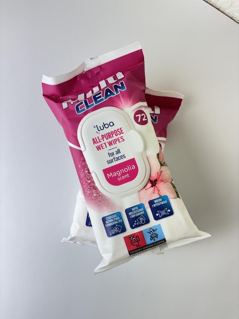 Салфетки влажные универсальные Luba Multi Clean с клапаном для уборки Magnolia 72 шт.