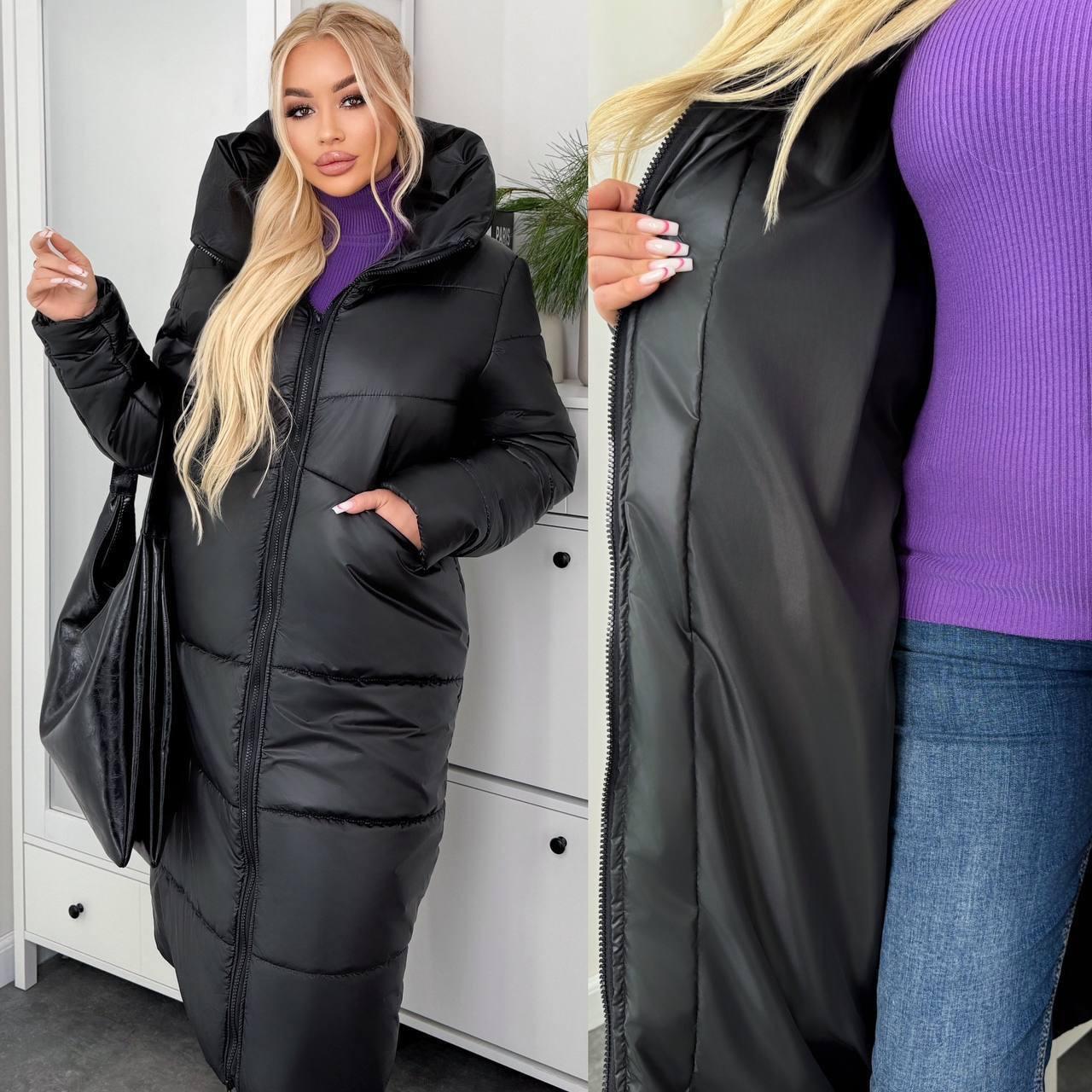 Пуховик жіночий зимовий подовжений до -20°С батал 4XL-5XL Чорний (OV-1099BL-4XL-5XL) - фото 8 Пуховик жіночий зимовий подовжений до -20°С батал 4XL-5XL Чорний (OV-1099BL-4XL-5XL) - фото 8