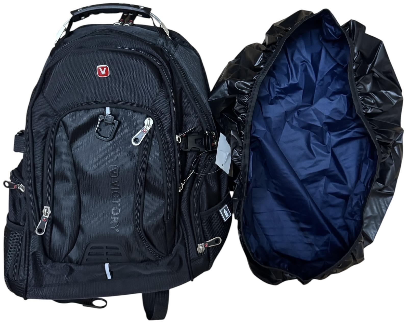 Рюкзак тканинний Victory ортопедичний з металевою ручкою/дощовик/usb шнур Чорний (2002M) - фото 8 Рюкзак тканинний Victory ортопедичний з металевою ручкою/дощовик/usb шнур Чорний (2002M) - фото 8