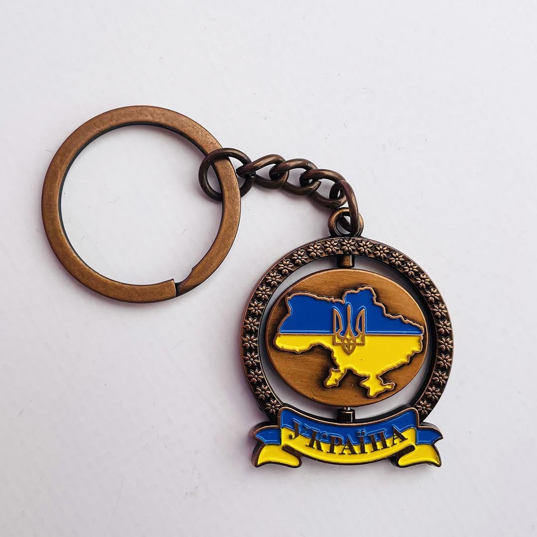Брелок металевий Україна Мапа рухома Бронзовий (0000018642)