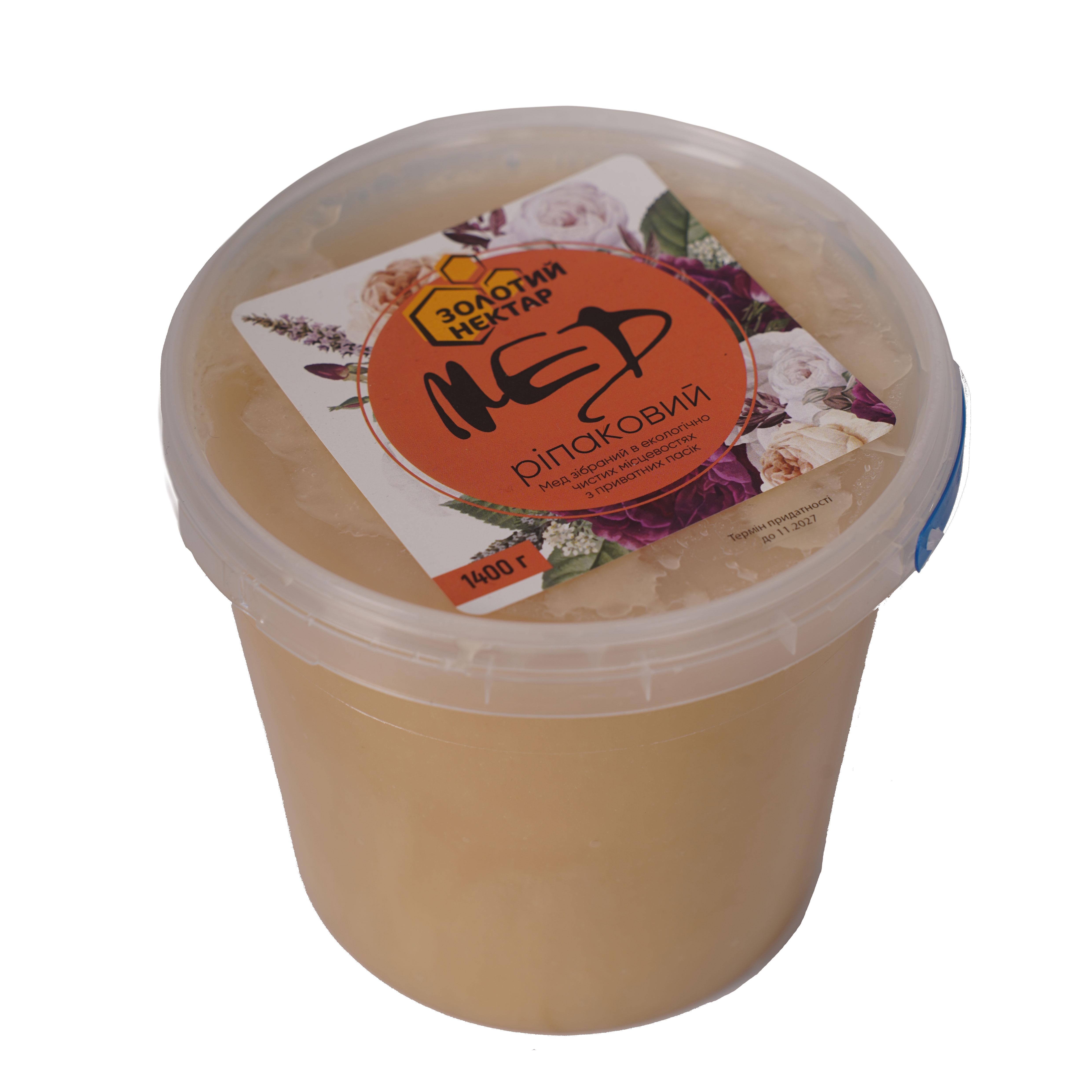 Мед рапсовый натуральный пчелиный Золотой Нектар в ведерке 1,4 кг 1 л Мед рапсовый натуральный пчелиный Золотой Нектар в ведерке 1,4 кг 1 л